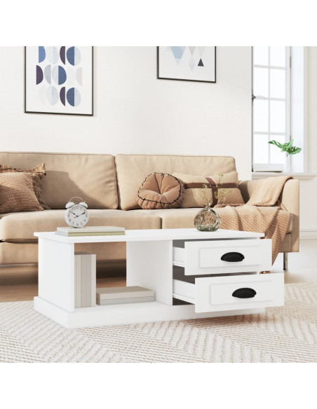 Tavolino da Salotto Bianco 90x50x35 cm in Legno Multistrato