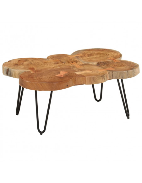 Tavolino 36 cm 6 Tronchi in Legno Massello di Acacia