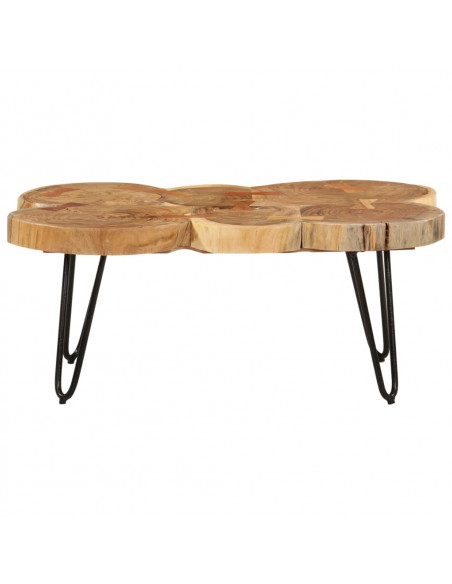 Tavolino 36 cm 6 Tronchi in Legno Massello di Acacia