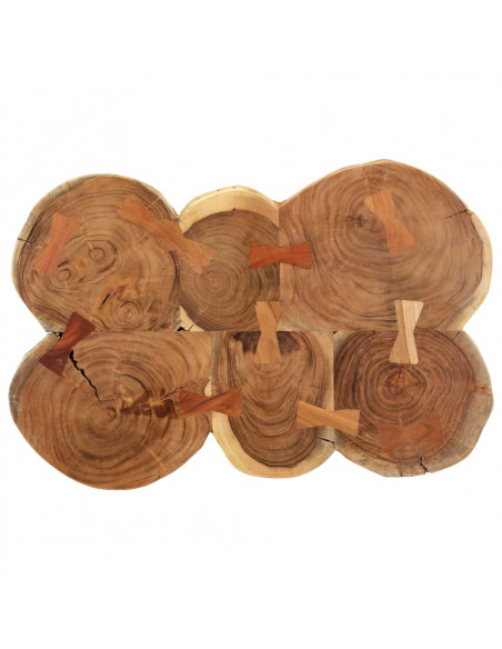 Tavolino 36 cm 6 Tronchi in Legno Massello di Acacia
