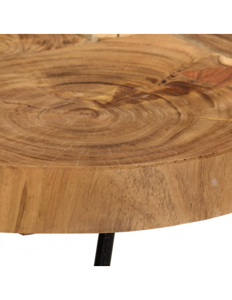 Tavolino 36 cm 6 Tronchi in Legno Massello di Acacia