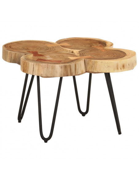 Tavolino 36 cm 4 Tronchi in Legno Massello di Acacia