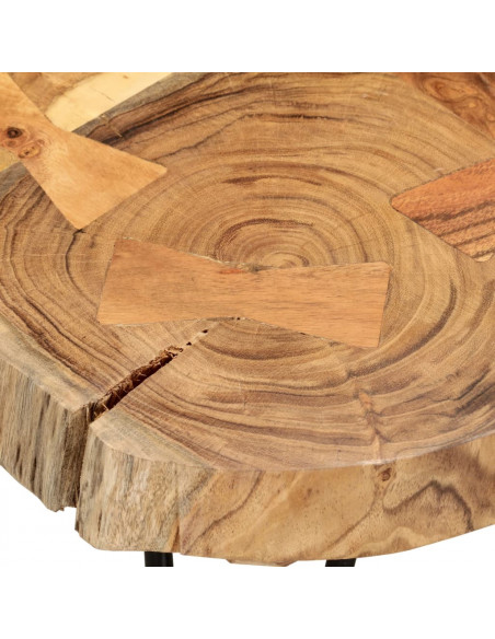 Tavolino 36 cm 4 Tronchi in Legno Massello di Acacia