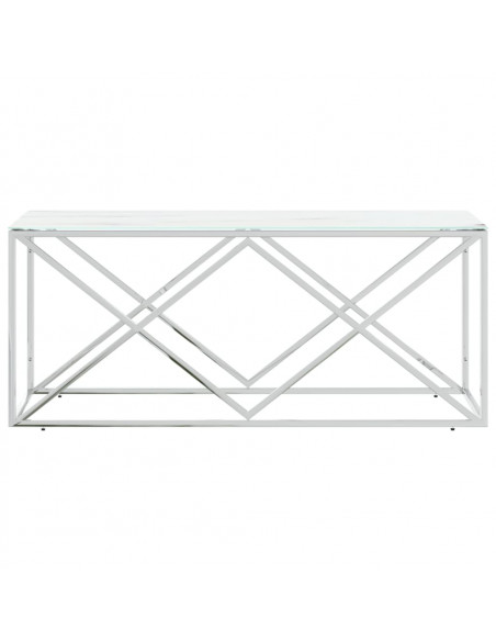 Tavolino da Salotto 110x45x45 cm in Acciaio Inox e Vetro