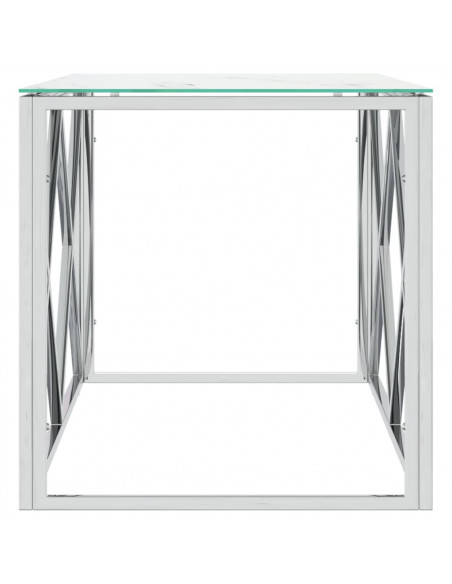 Tavolino da Salotto 110x45x45 cm in Acciaio Inox e Vetro