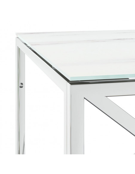Tavolino da Salotto 110x45x45 cm in Acciaio Inox e Vetro