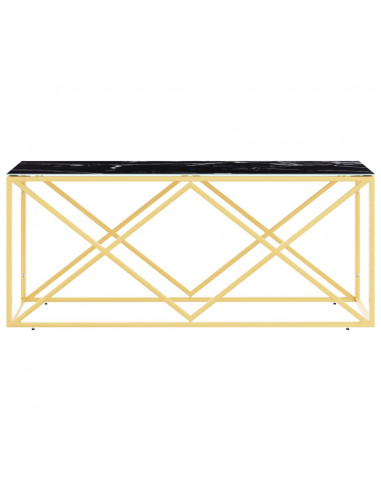 Tavolino da Salotto 110x45x45 cm in Acciaio Inox e Vetro