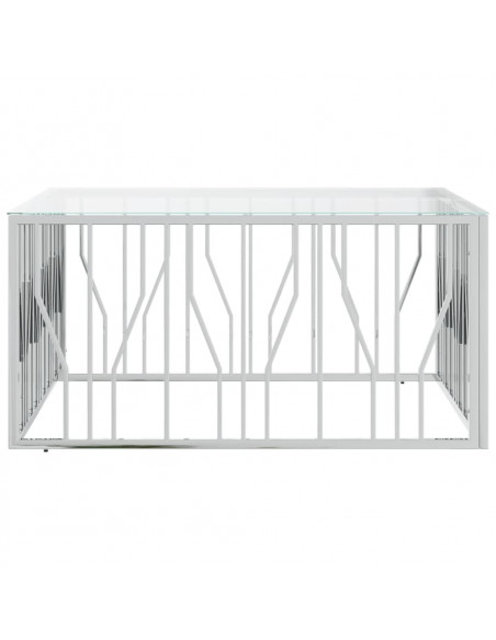 Tavolino da Salotto 100x100x50 cm in Acciaio Inox e Vetro