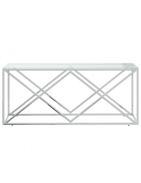 Tavolino da Salotto 110x45x45 cm in Acciaio Inox e Vetro