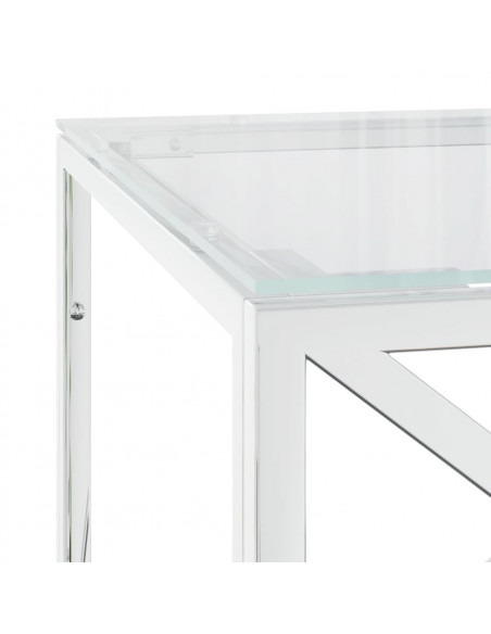 Tavolino da Salotto 110x45x45 cm in Acciaio Inox e Vetro