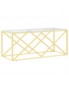 Tavolino da Salotto 110x45x45 cm in Acciaio Inox e Vetro 2