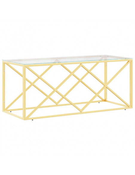 Tavolino da Salotto 110x45x45 cm in Acciaio Inox e Vetro
