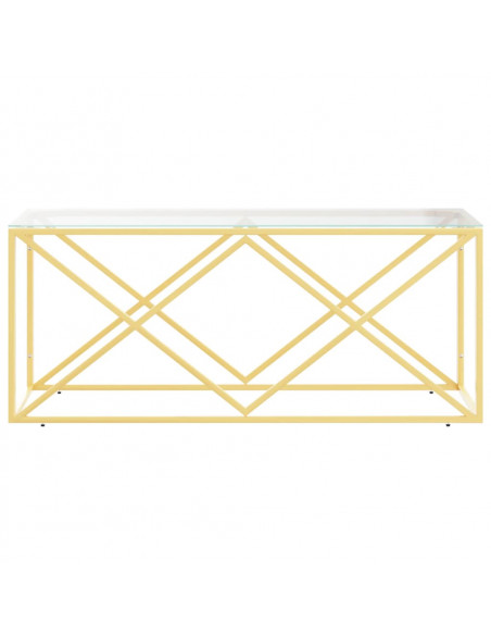 Tavolino da Salotto 110x45x45 cm in Acciaio Inox e Vetro