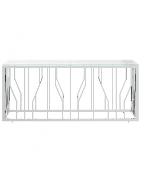 Tavolino da Salotto 110x45x45 cm in Acciaio Inox e Vetro