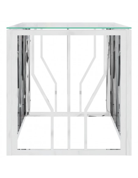 Tavolino da Salotto 110x45x45 cm in Acciaio Inox e Vetro