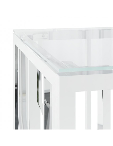 Tavolino da Salotto 110x45x45 cm in Acciaio Inox e Vetro