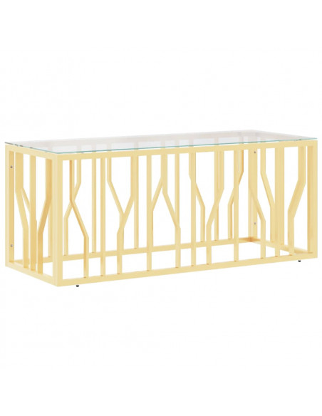 Tavolino da Salotto 110x45x45 cm in Acciaio Inox e Vetro