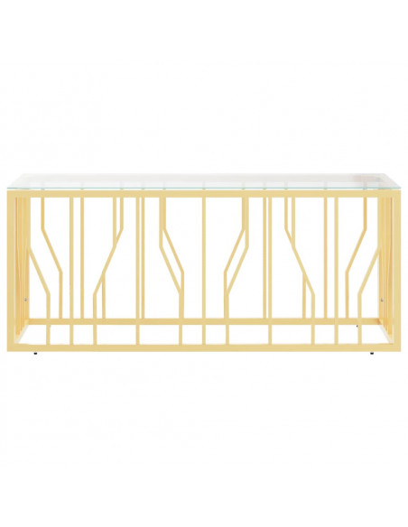 Tavolino da Salotto 110x45x45 cm in Acciaio Inox e Vetro