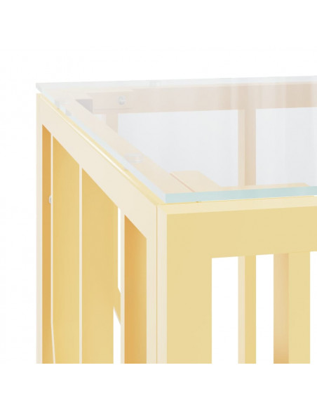 Tavolino da Salotto 110x45x45 cm in Acciaio Inox e Vetro