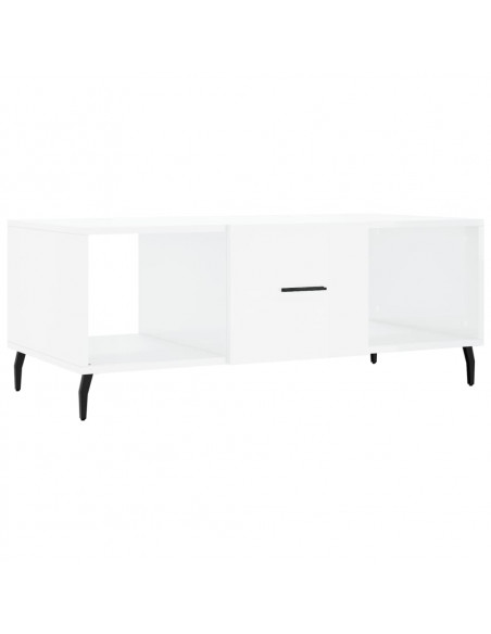 Tavolino da Salotto Bianco Lucido 102x50x40cm Legno Multistrato