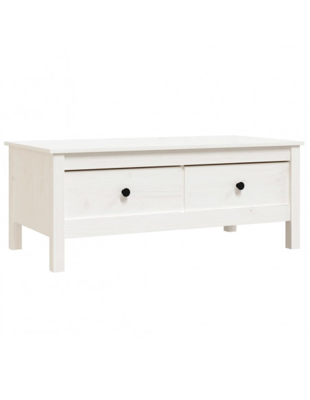 Tavolino da Salotto Bianco 100x50x40 cm Legno Massello di Pino