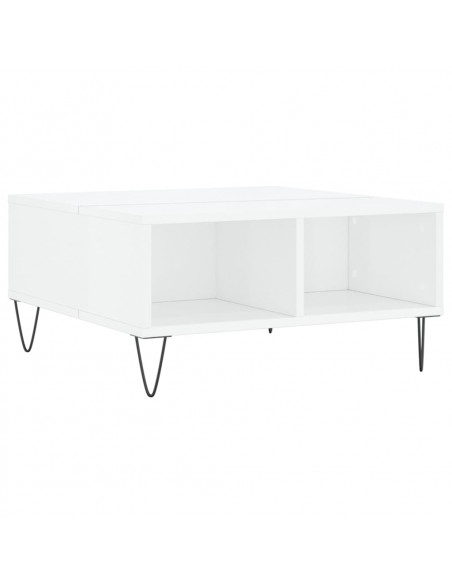 Tavolino da Salotto Bianco Lucido 60x60x30 cm Legno Multistrato