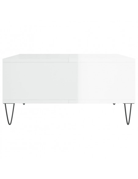 Tavolino da Salotto Bianco Lucido 60x60x30 cm Legno Multistrato
