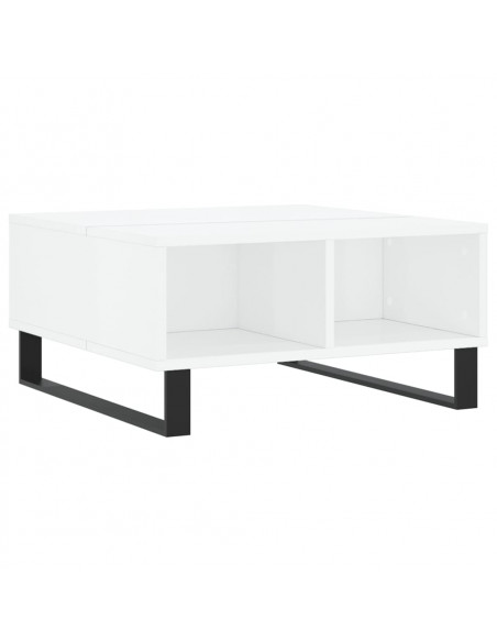 Tavolino da Salotto Bianco Lucido 60x60x30 cm Legno Multistrato