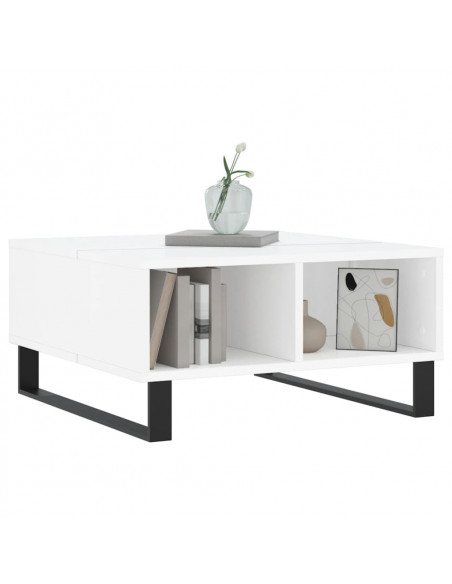Tavolino da Salotto Bianco Lucido 60x60x30 cm Legno Multistrato