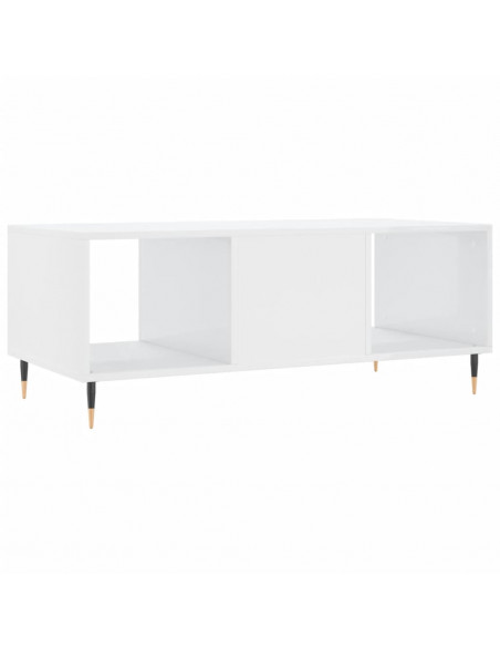 Tavolino da Salotto Bianco Lucido 102x50x40cm Legno Multistrato