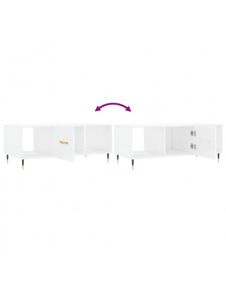 Tavolino da Salotto Bianco Lucido 102x50x40cm Legno Multistrato