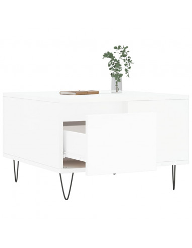 Tavolino da Salotto Bianco 55x55x36,5 cm in Legno Multistrato