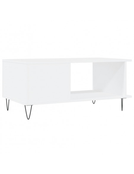 Tavolino da Salotto Bianco 90x50x40 cm in Legno Multistrato