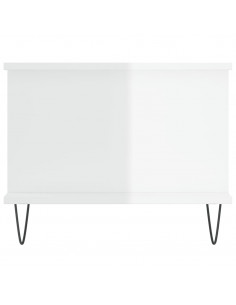 Tavolino da Salotto Bianco Lucido 90x50x40 cm Legno Multistrato 2