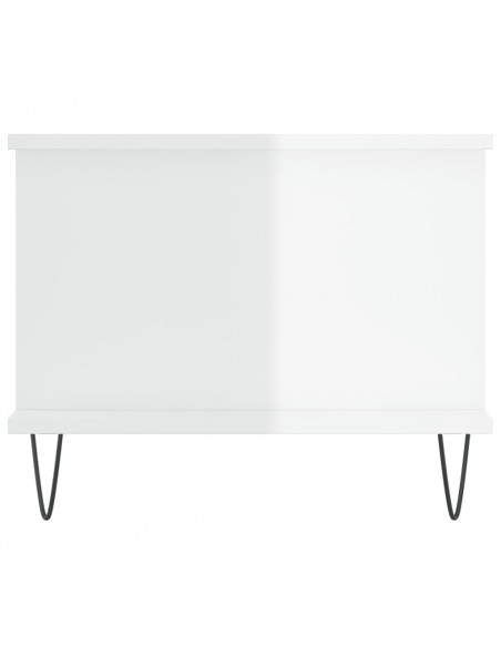 Tavolino da Salotto Bianco Lucido 90x50x40 cm Legno Multistrato