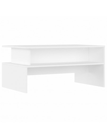 Tavolino da Salotto Bianco 90x55x42,5 cm in Legno Multistrato