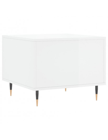 Tavolino da Salotto Bianco Lucido 50x50x40 cm Legno Multistrato