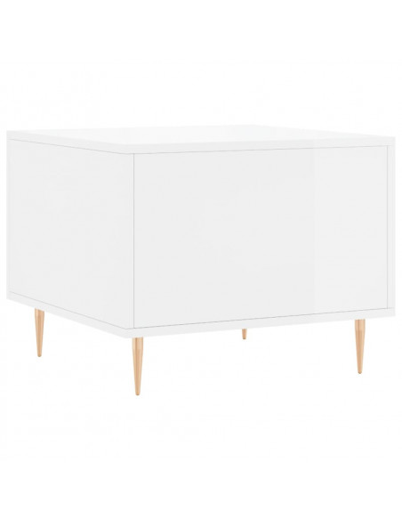 Tavolino da Salotto Bianco Lucido 50x50x40 cm Legno Multistrato