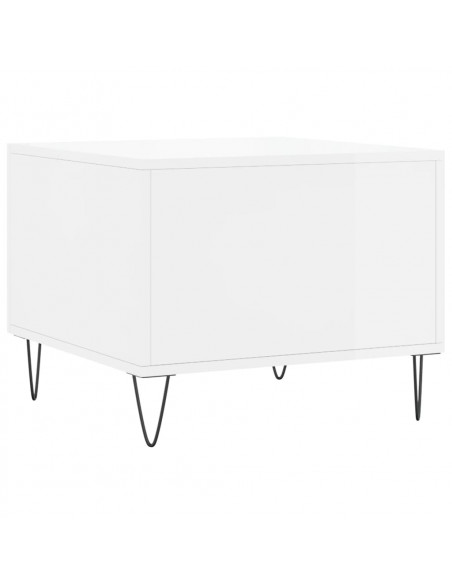 Tavolino da Salotto Bianco Lucido 50x50x40 cm Legno Multistrato