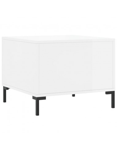 Tavolino da Salotto Bianco Lucido 50x50x40 cm Legno Multistrato