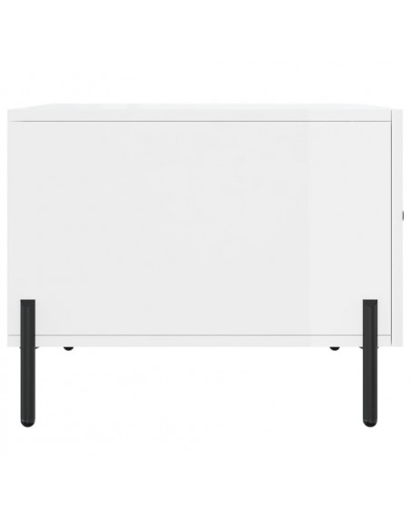 Tavolino da Salotto Bianco Lucido 50x50x40 cm Legno Multistrato