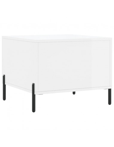 Tavolino da Salotto Bianco Lucido 50x50x40 cm Legno Multistrato