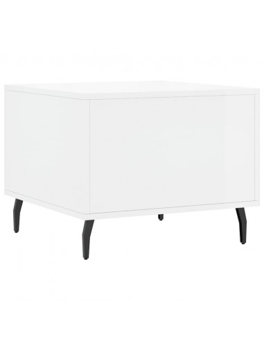 Tavolino da Salotto Bianco Lucido 50x50x40 cm Legno Multistrato