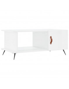 Tavolino da Salotto Bianco Lucido 90x50x40 cm Legno Multistrato 2