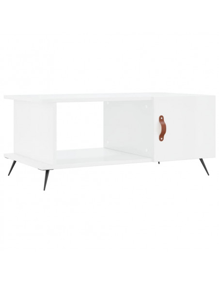 Tavolino da Salotto Bianco Lucido 90x50x40 cm Legno Multistrato