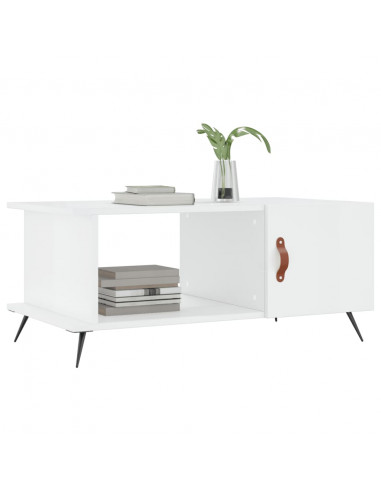 Tavolino da Salotto Bianco Lucido 90x50x40 cm Legno Multistrato