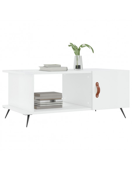 Tavolino da Salotto Bianco Lucido 90x50x40 cm Legno Multistrato