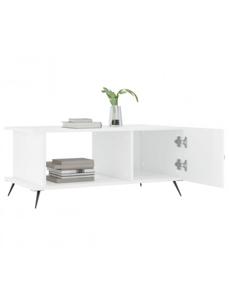Tavolino da Salotto Bianco Lucido 90x50x40 cm Legno Multistrato