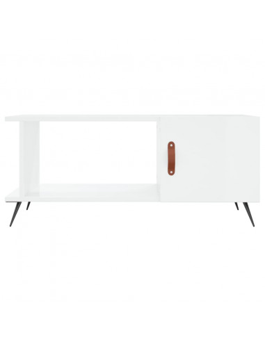 Tavolino da Salotto Bianco Lucido 90x50x40 cm Legno Multistrato