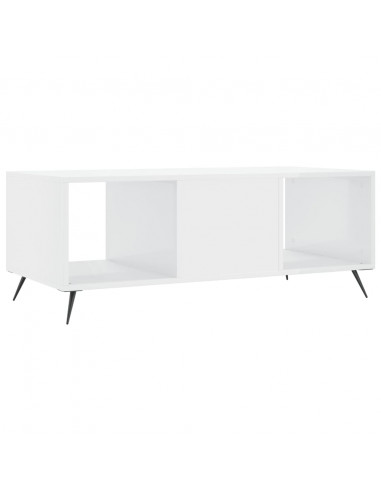 Tavolino da Salotto Bianco Lucido 102x50x40cm Legno Multistrato